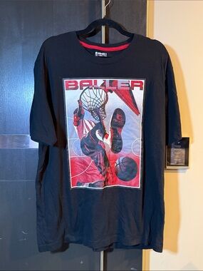AND1 Black Tee with Red Trim
